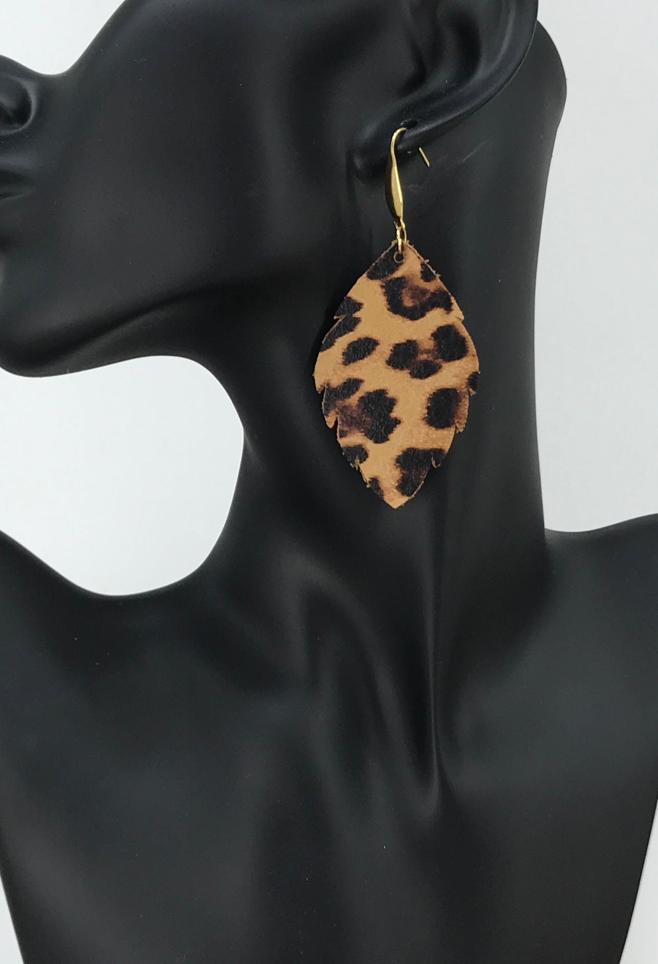 Tiger’s Eye Leopard Leaf Earrings