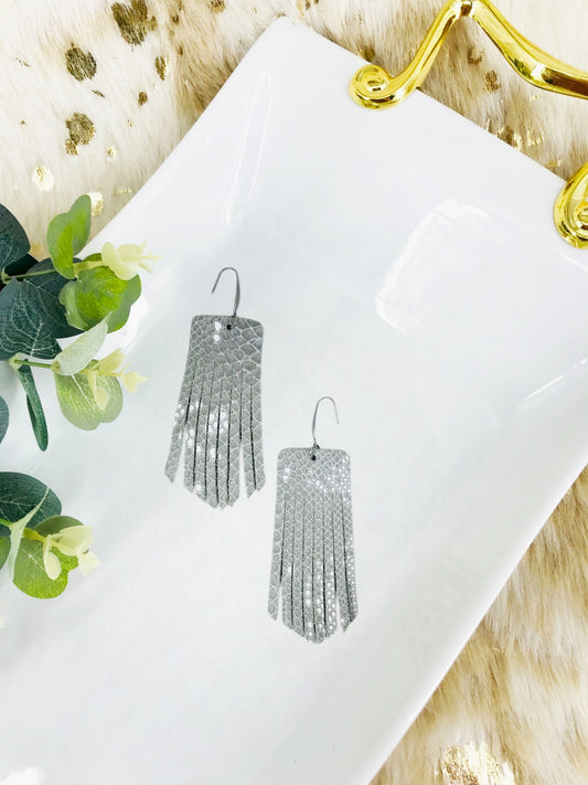 Sterling Grey Snake Leather Earrings - E19-1421