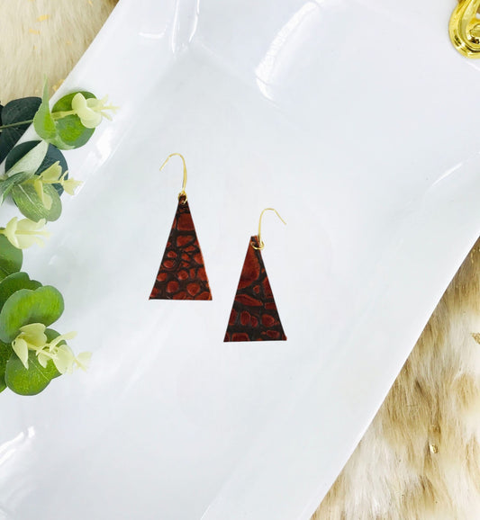 Burnt Orange Alligator Embossed Leather Earrings - E19-1431