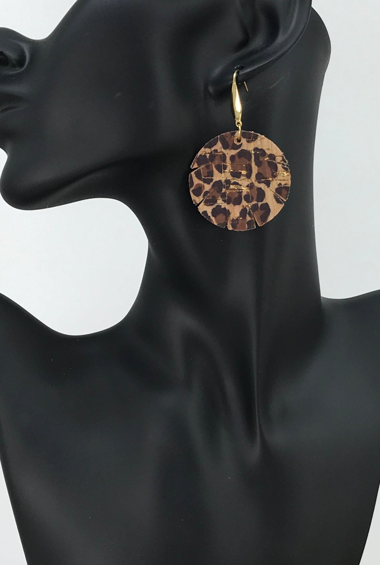 Golden Cheetah Fan Drop Earrings