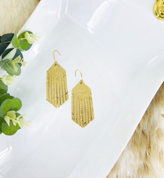 Mystic Gold on Tan Leather Earrings - E19-1437