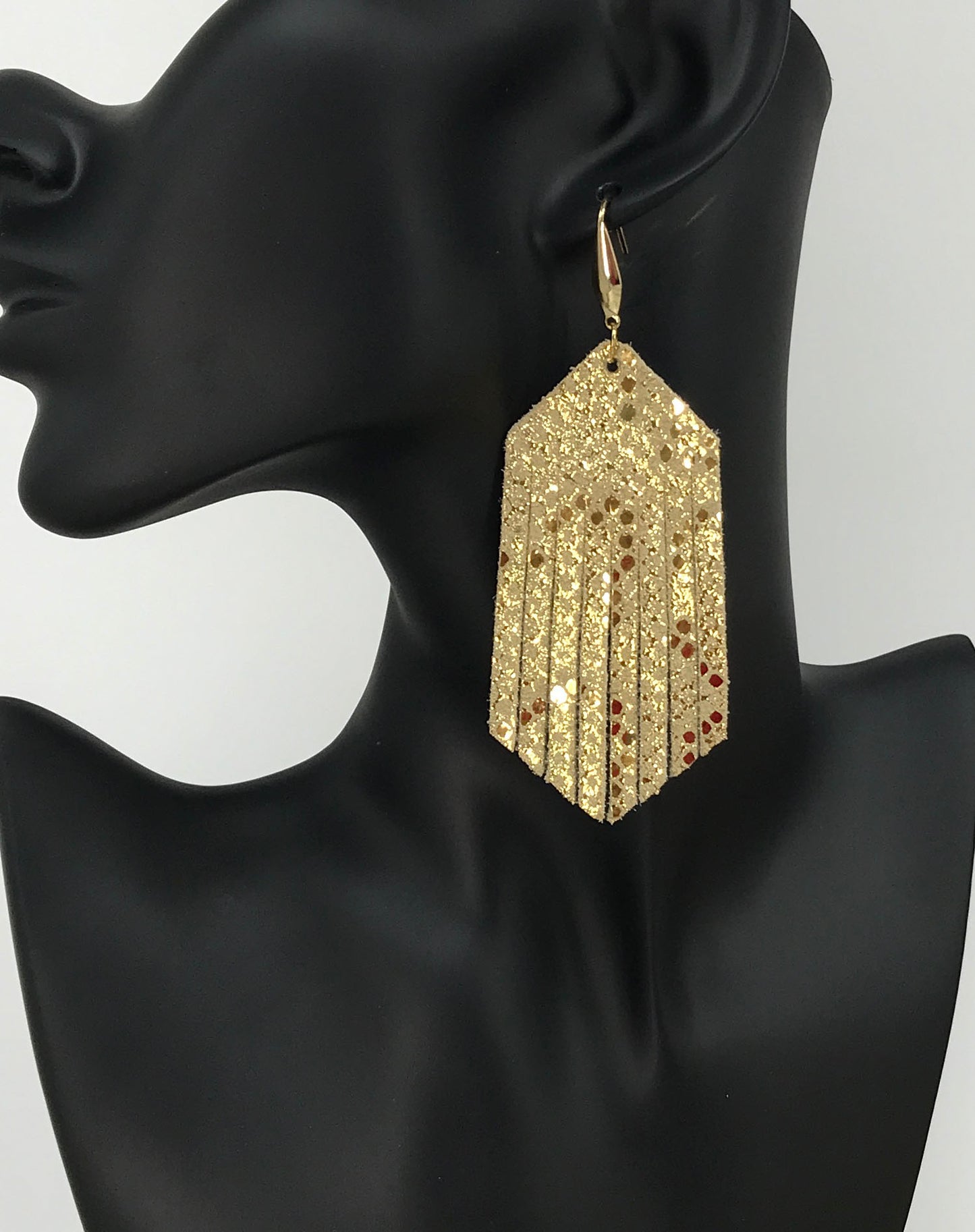Mystic Gold on Tan Leather Earrings - E19-1437