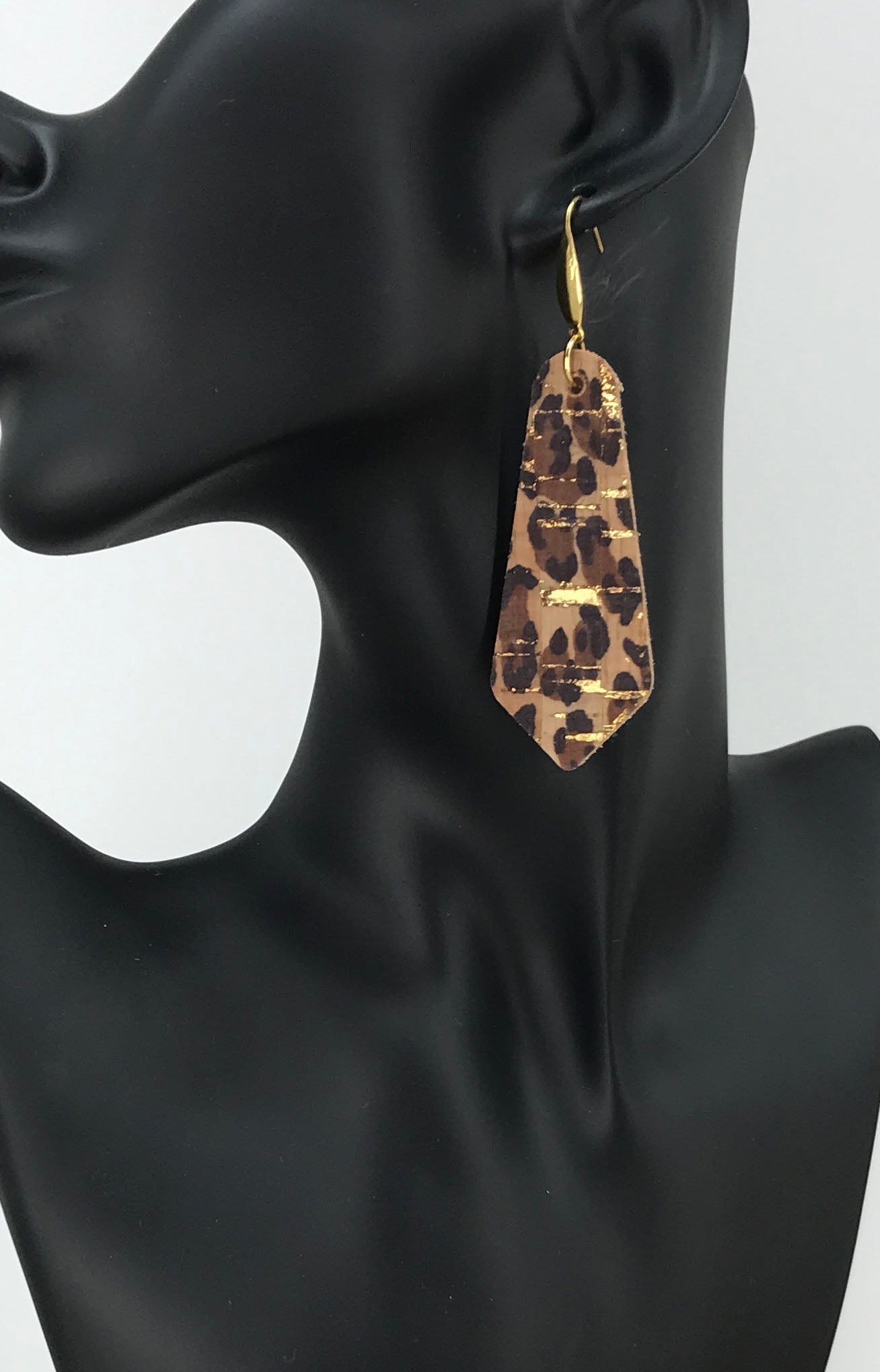 Golden Cheetah Tapered Cork Earrings