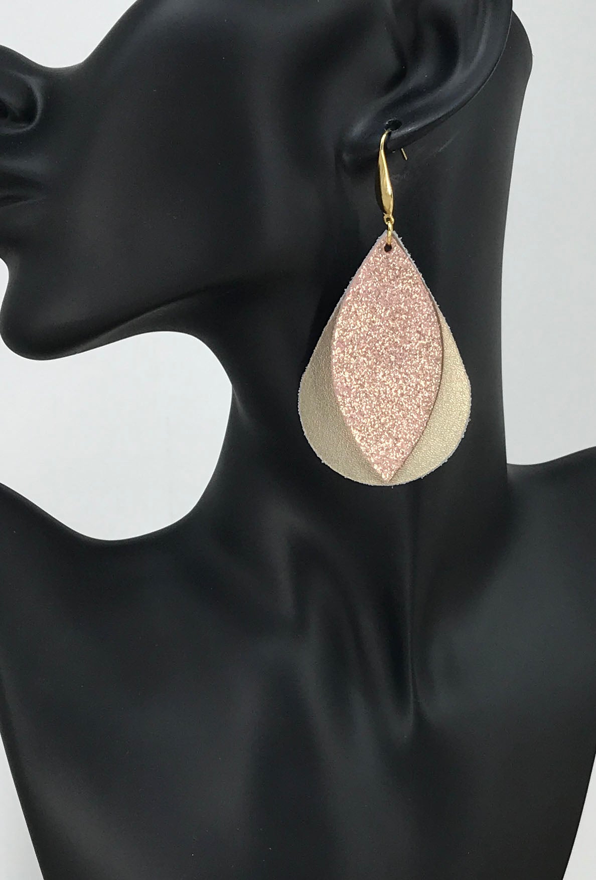 Metallic Gold and Rose Gold Leather Earrings - E19-1442