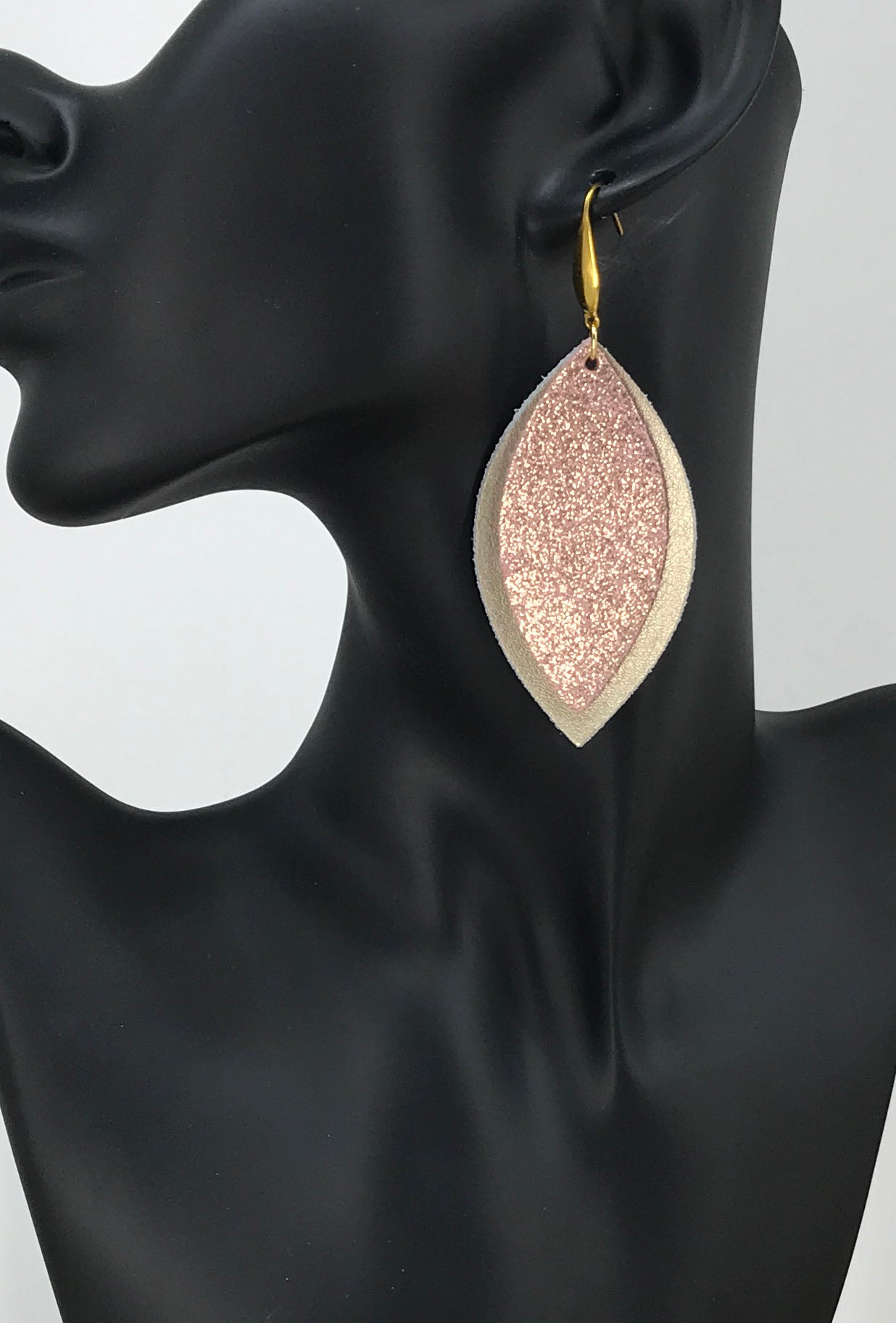 Metalic Gold and Rose Gold Leather Earrings - E19-1451