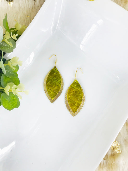 Gold Metallic and Croco Embossed Leather Earrings - E19-1459