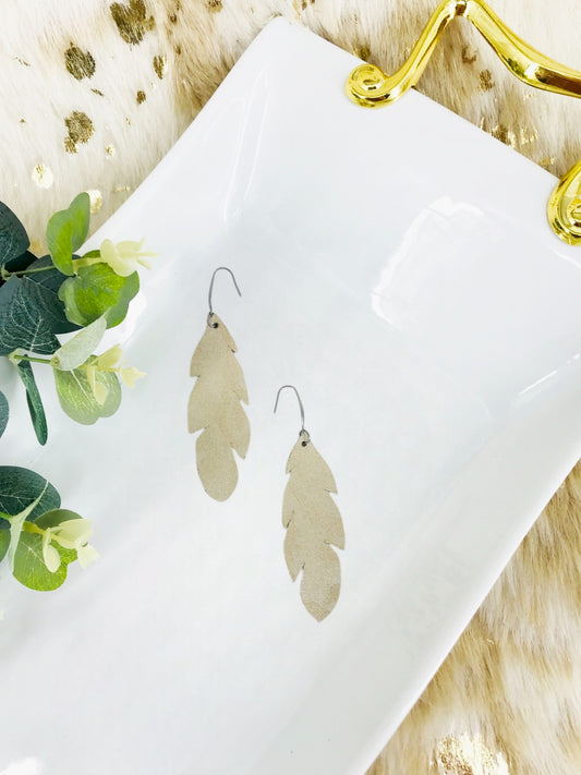 Metallic Beige Camo Leather Earrings - E19-1463
