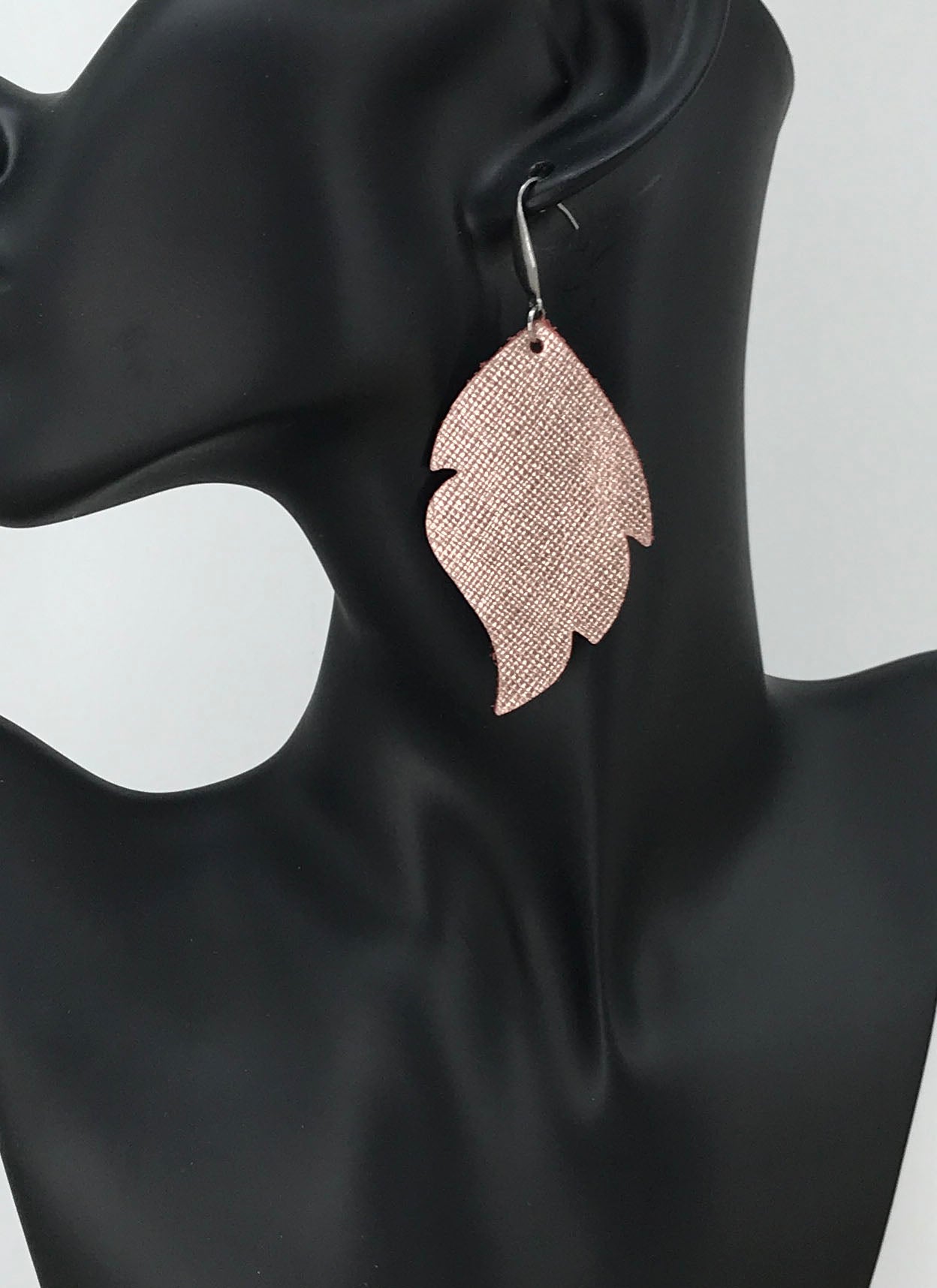 Rose Gold Weave Embossed Leather Earrings - E19-1473