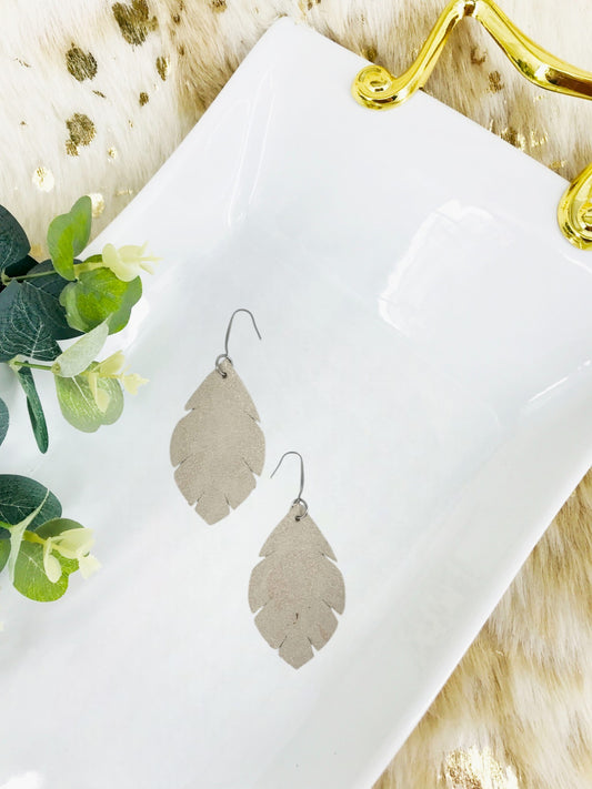 Beige Metallic Camo Leather Earrings - E19-1475