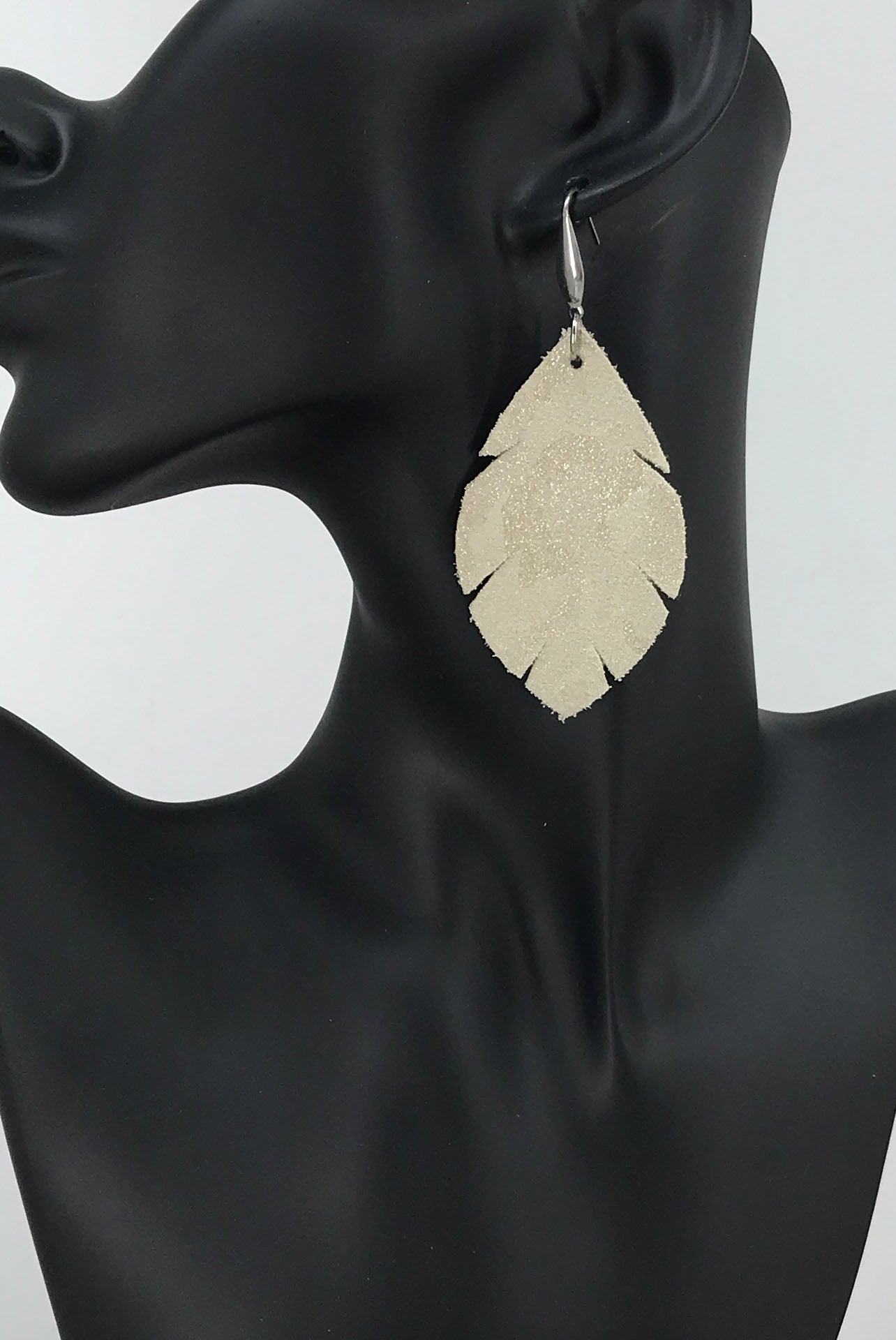 Beige Metallic Camo Leather Earrings - E19-1475