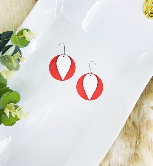 Layered Embossed Leather Earrings - E19-1518
