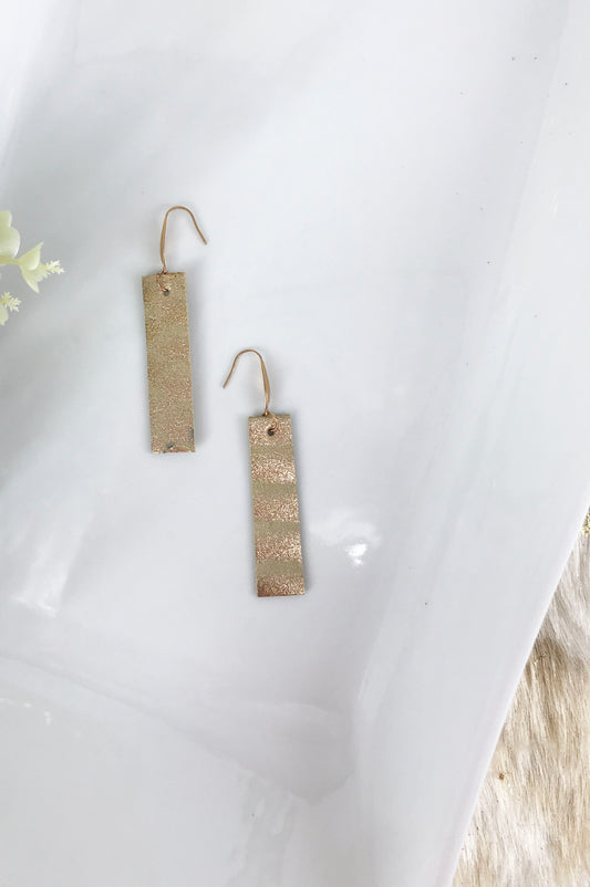 Metallic Rose Gold Genuine Snake Leather Earrings - E19-1519