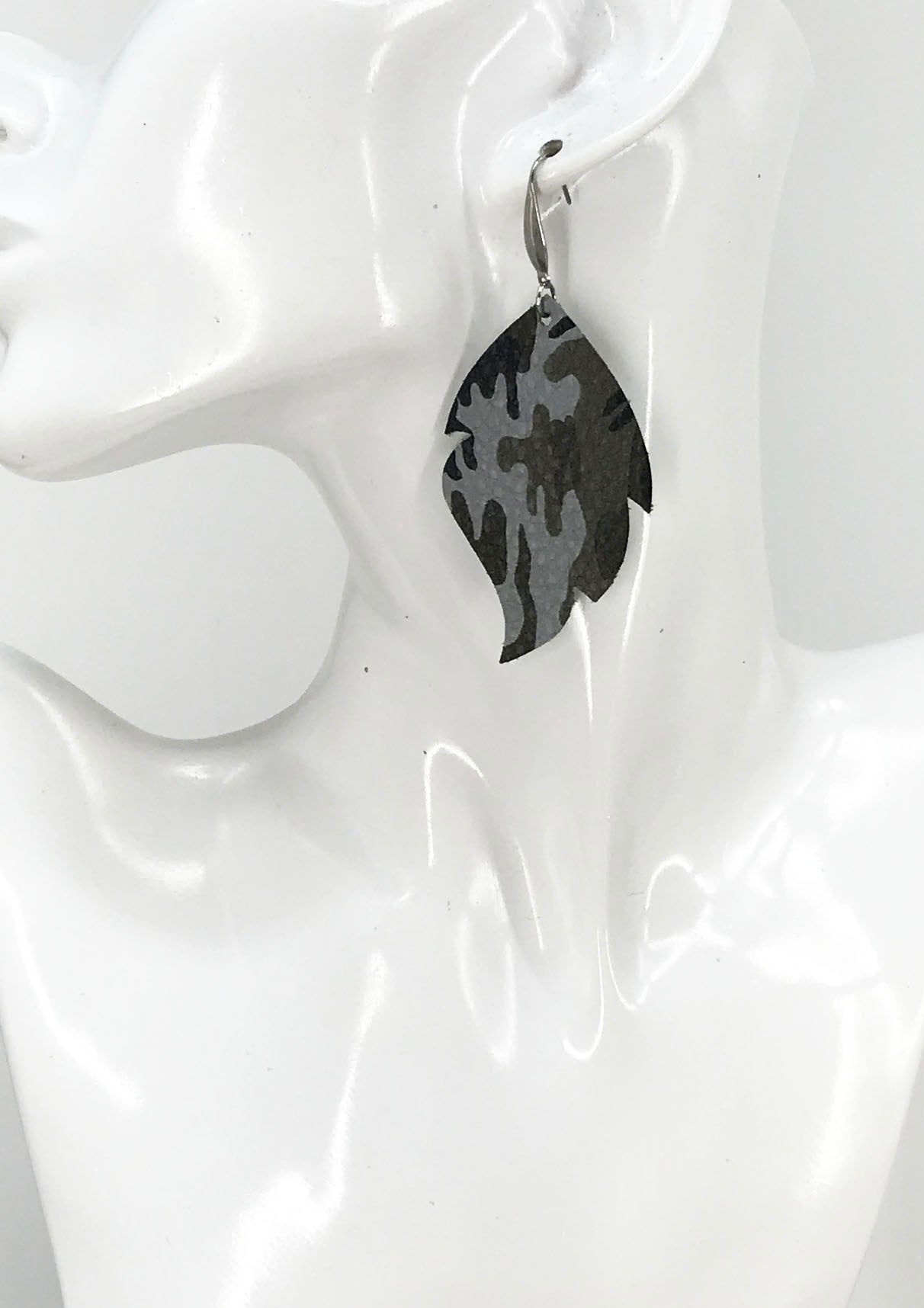 Genuine Mini Camo Leather Earrings - E19-1526