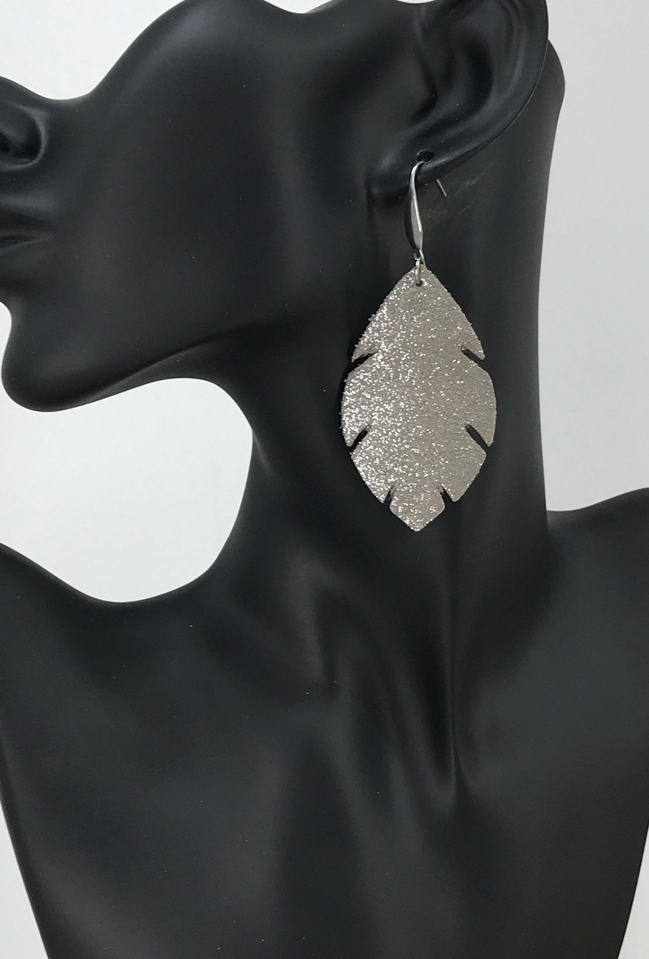 Taupe Dazzle Leather Earrings - E19-1548