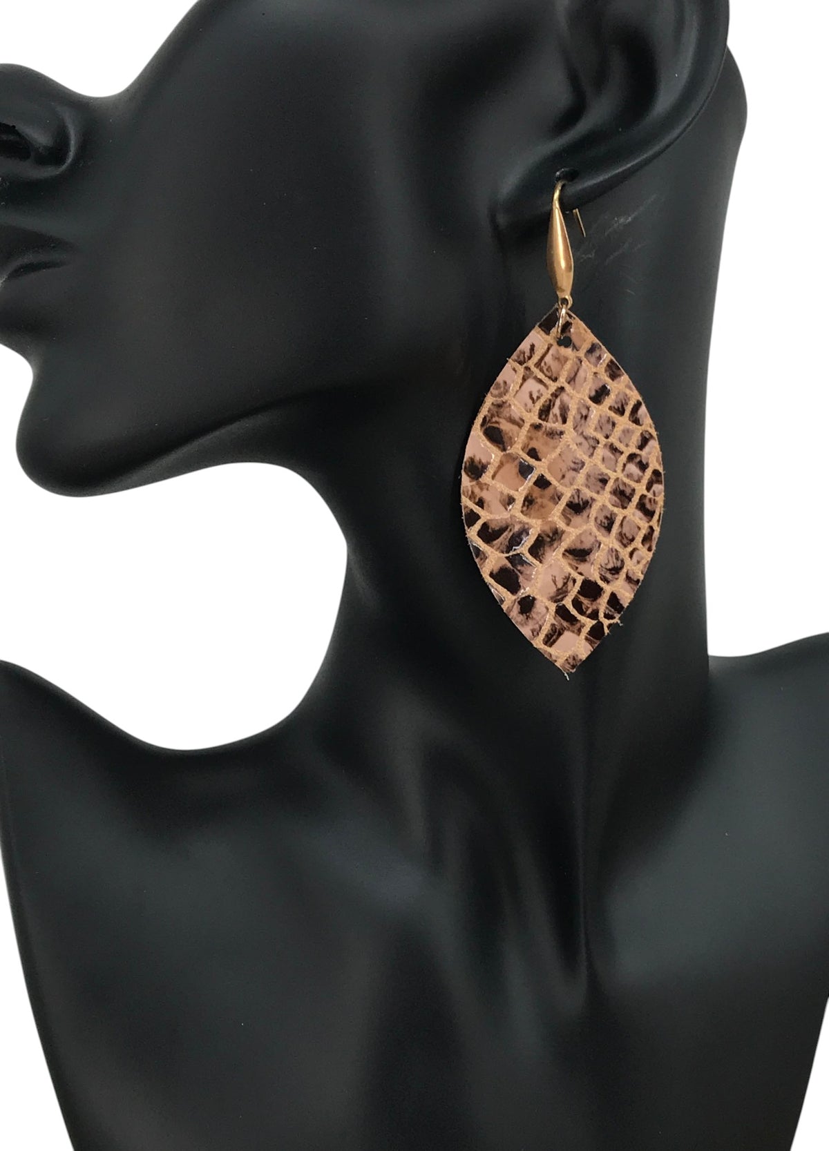 Light Peach Snake Leather Earrings
