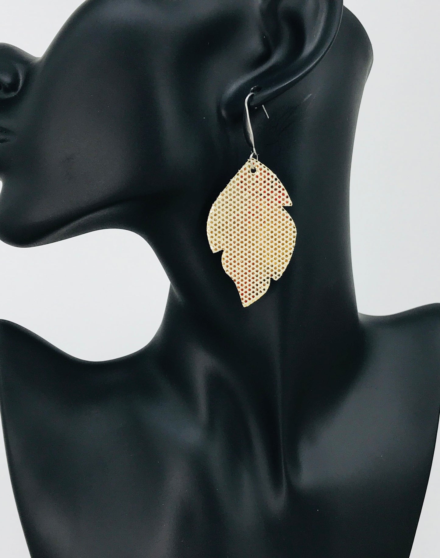 Golden Metallic Leather Earrings - E19-1596