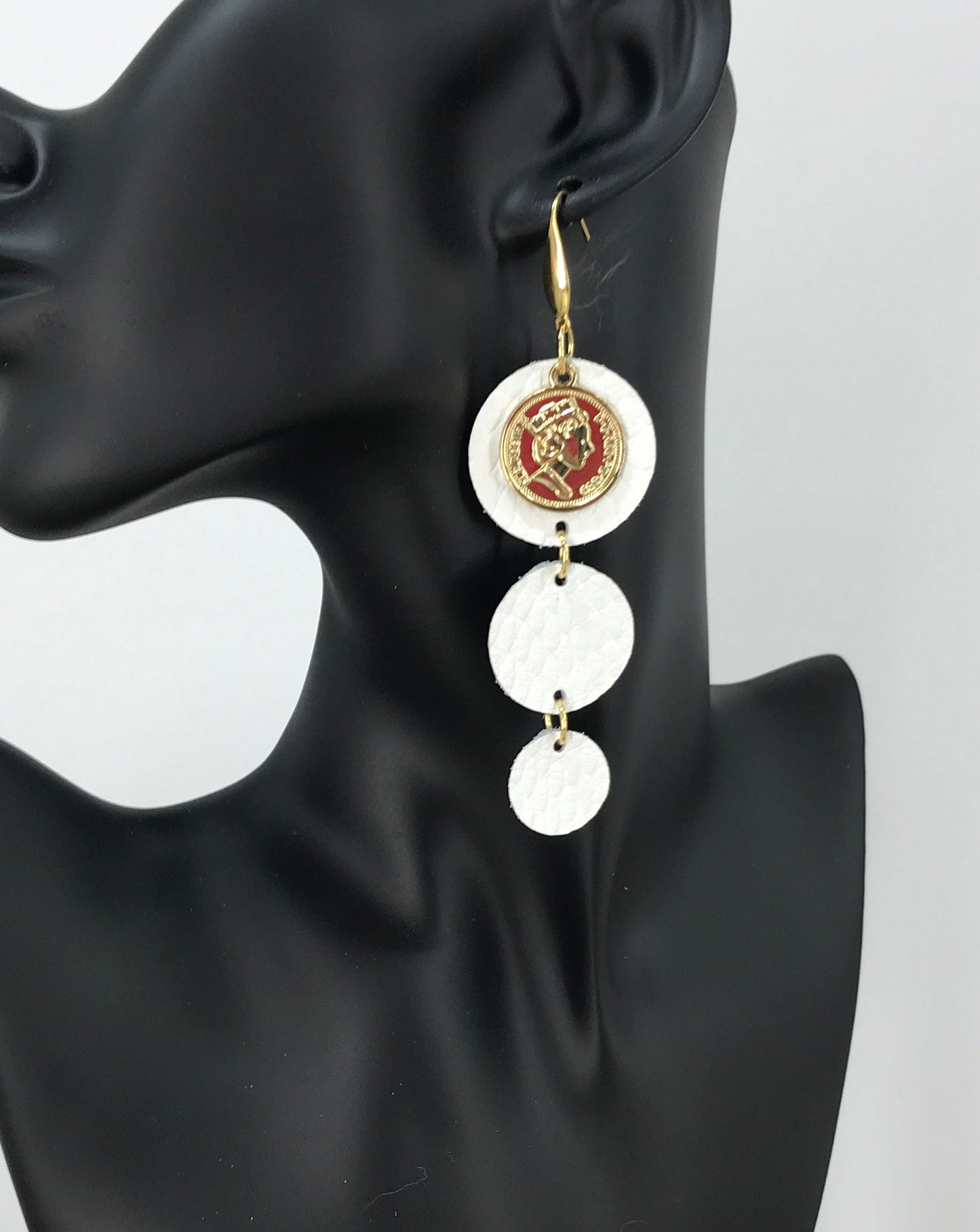 White Genuine Leather Earrings - E19-1597