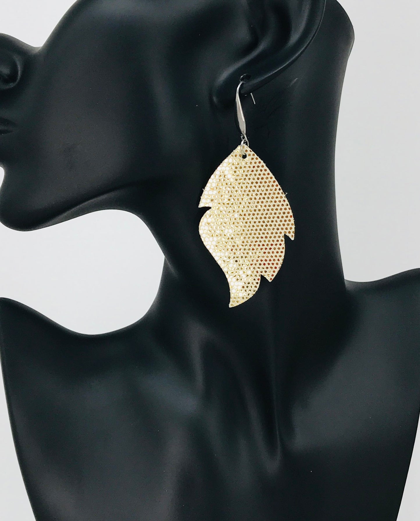 Golden Metallic Leather Earrings - E19-1598