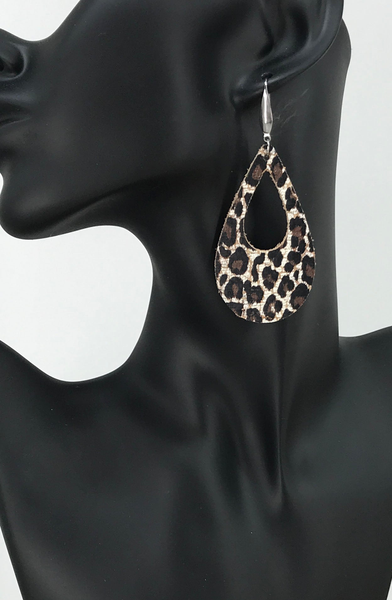 Chocolate Cheetah Cutout Teardrop Earrings