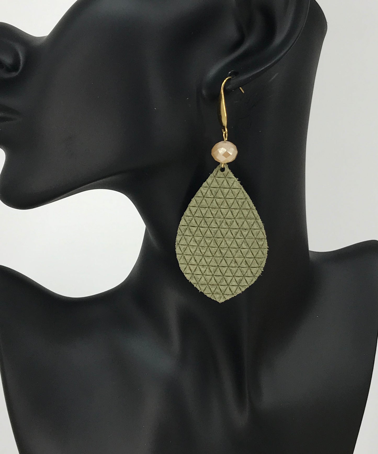 Olive Mini Triangle Italian Leather Earrings - E19-1622