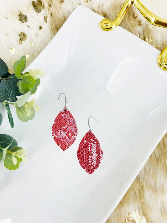 Metallic Red Snake Leather Earrings - E19-1628
