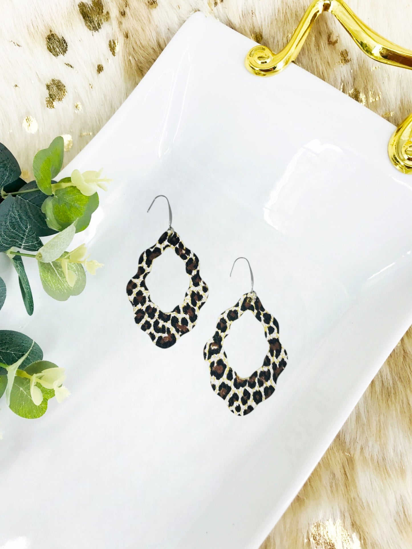 Cheetah Print Leather Earrings - E19-1629