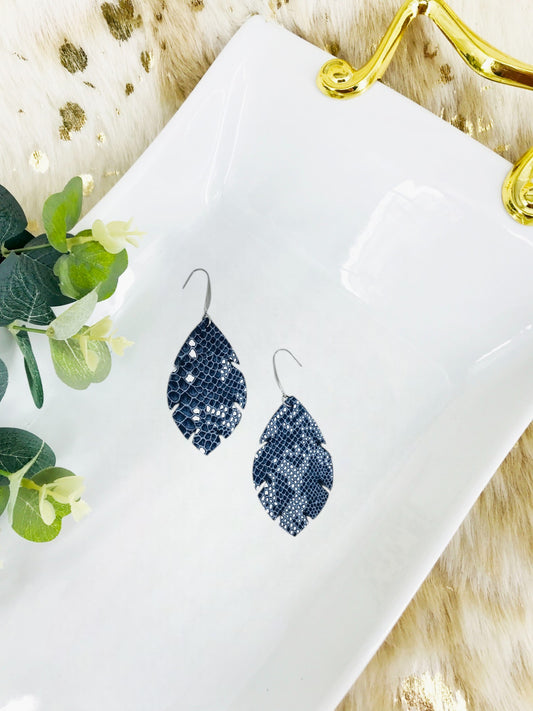 Navy Snake Leather Earrings - E19-1663
