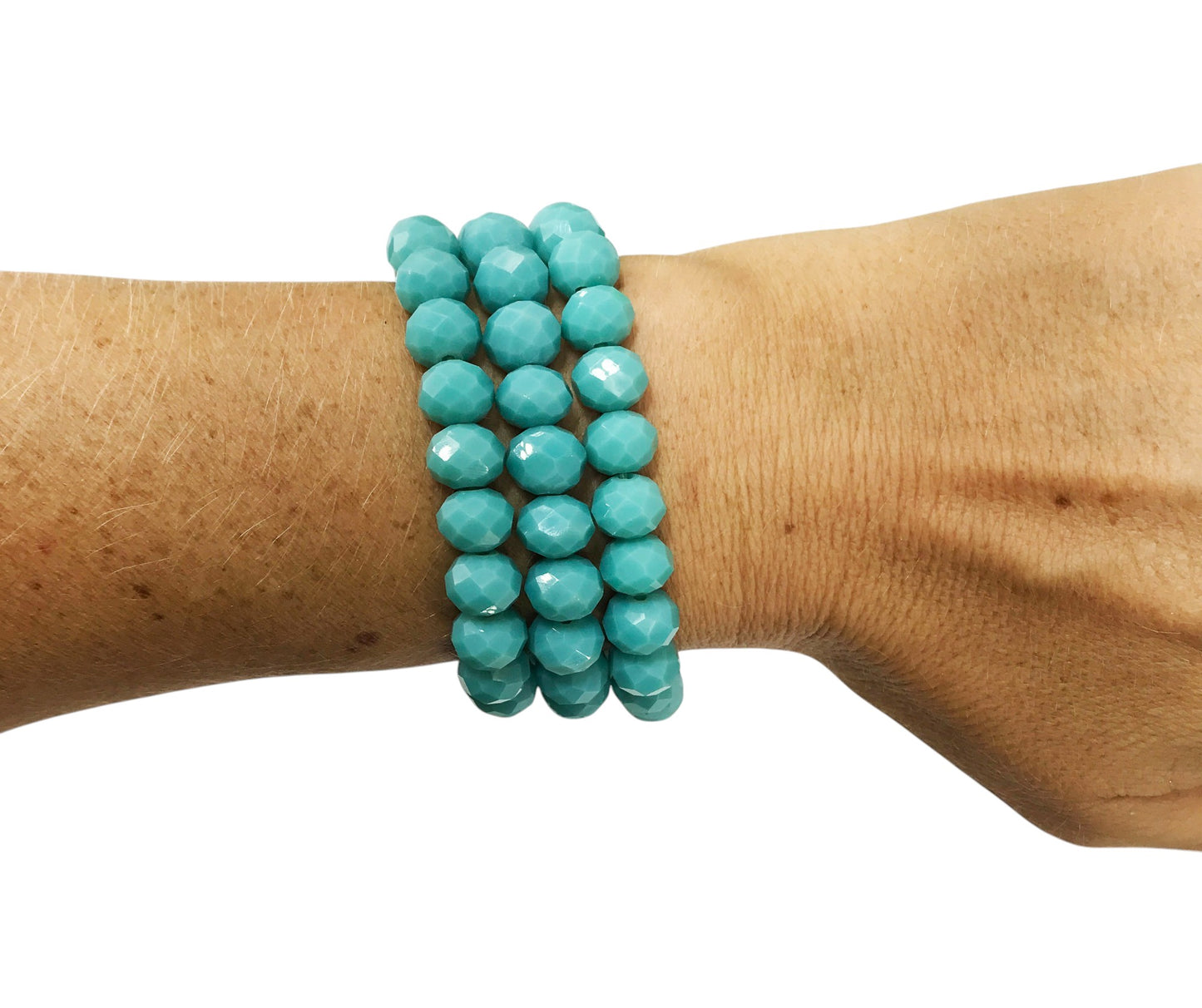 Aqua Glass Bead Multi-Strand Stretch Bracelet