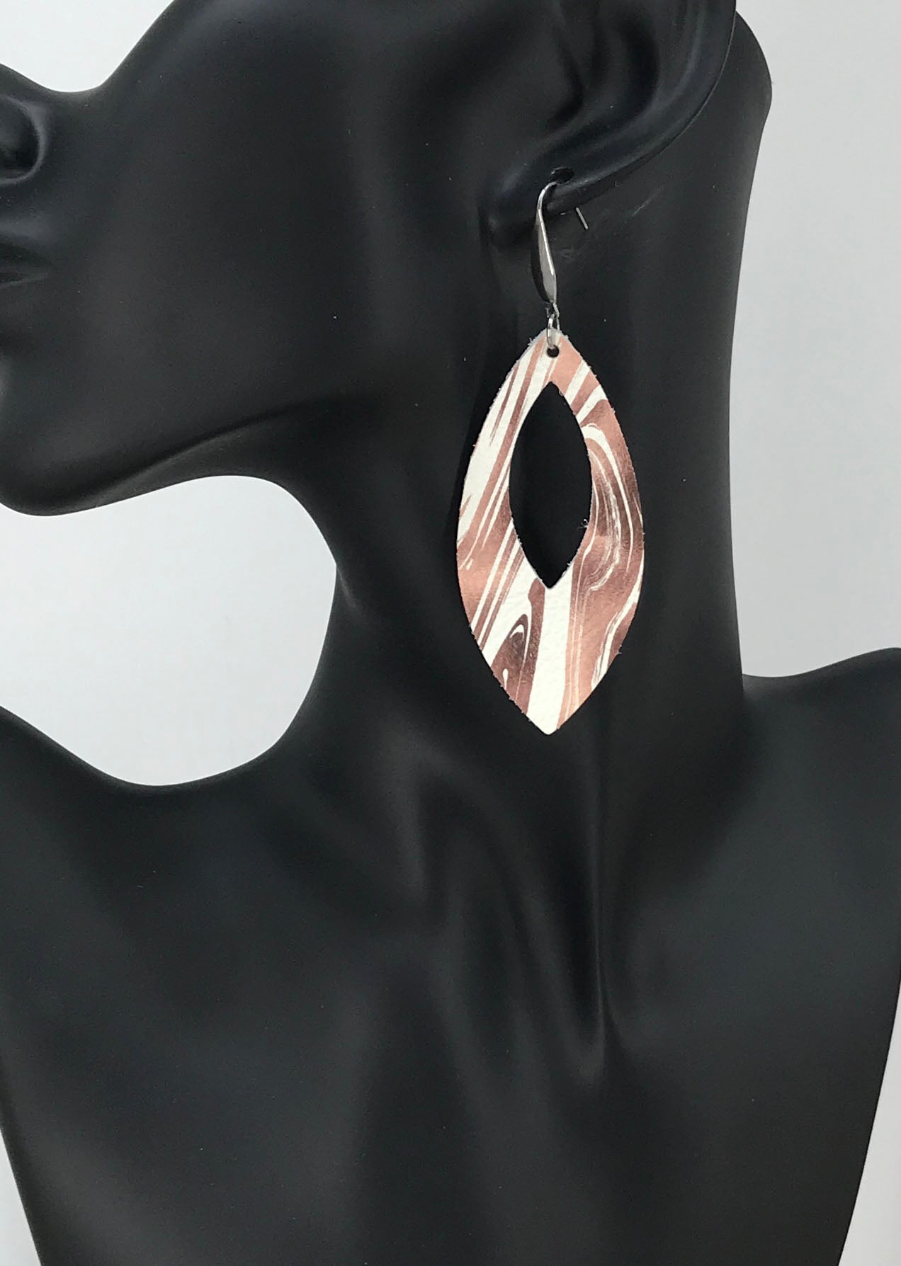 Marbled White Leather Earrings - E19-1673