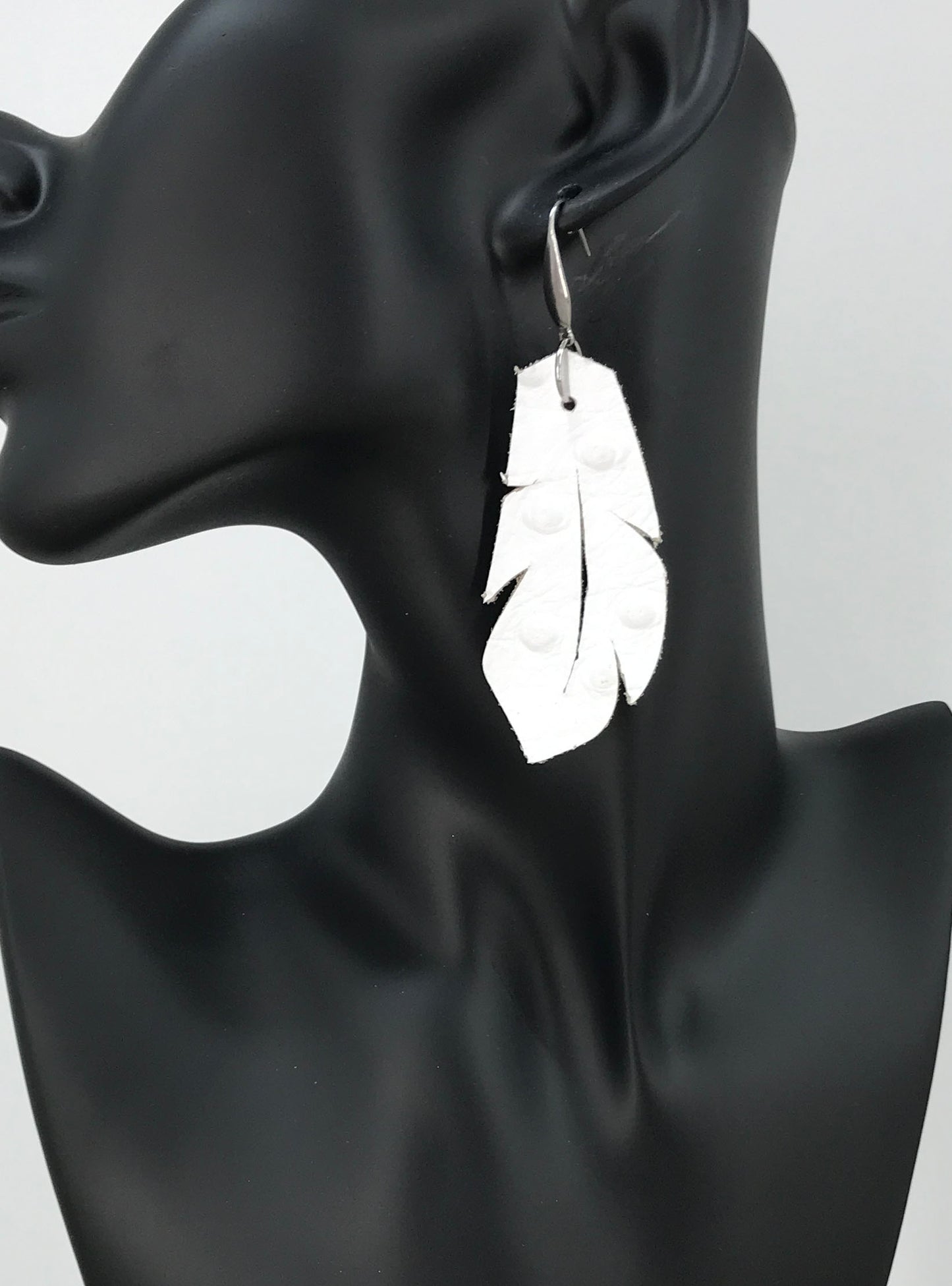 Bright White Genuine Leather Earrings - E19-1676