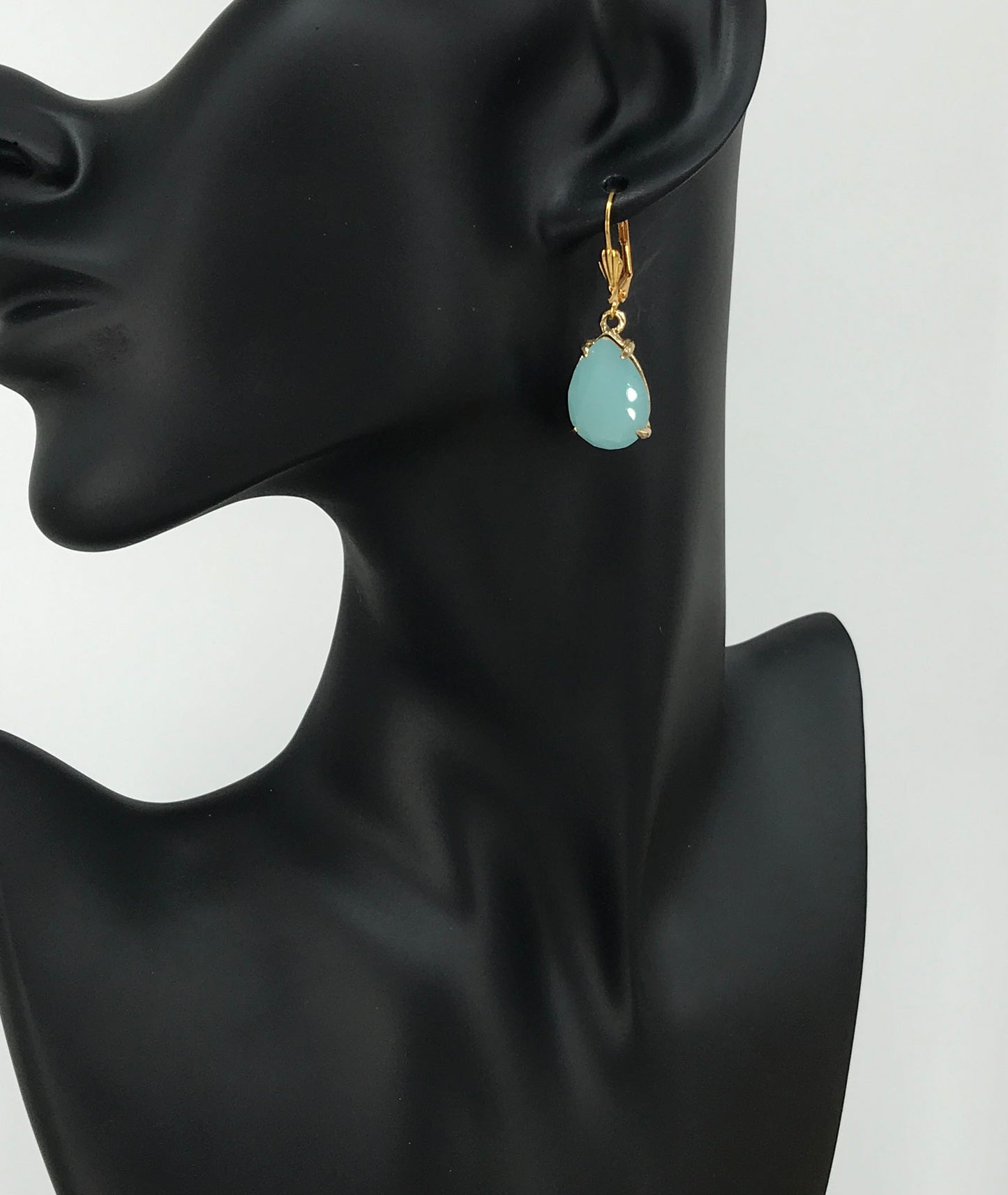 Sea Glass Teardrop Dangle Earrings
