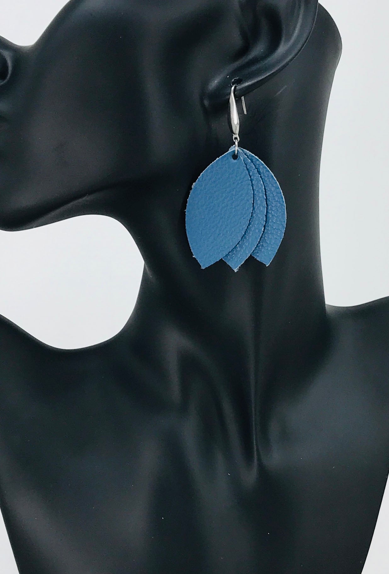 Air Force Blue Leather Earrings - E19-1704