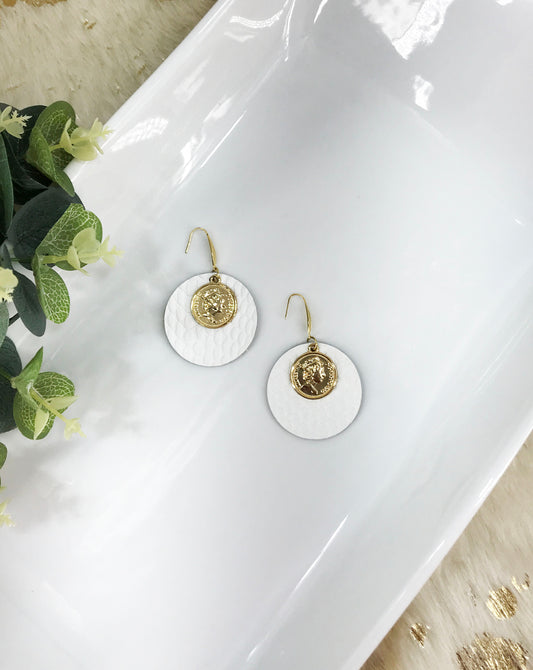 White Amazon Cobra Leather Earrings - E19-1753