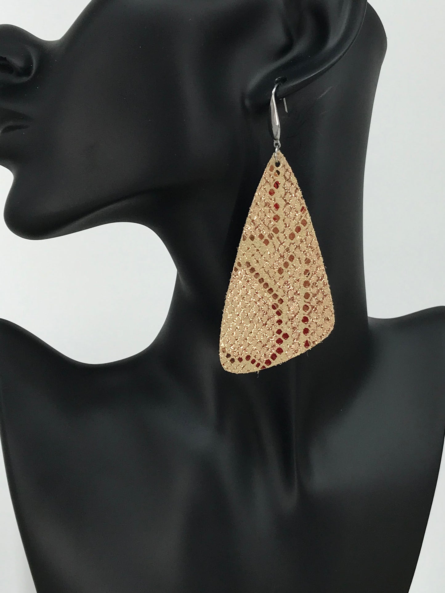 Elegant Rose Gold Metallic Leather Earrings - E19-1761