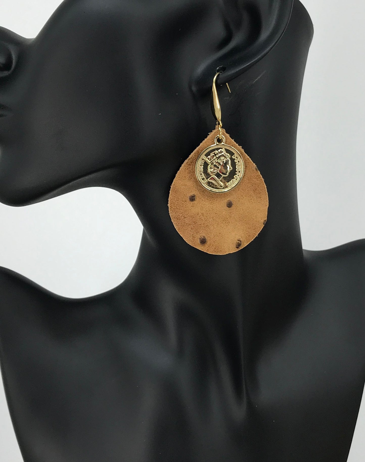 Rustic Pecan Leather Earrings - E19-1770