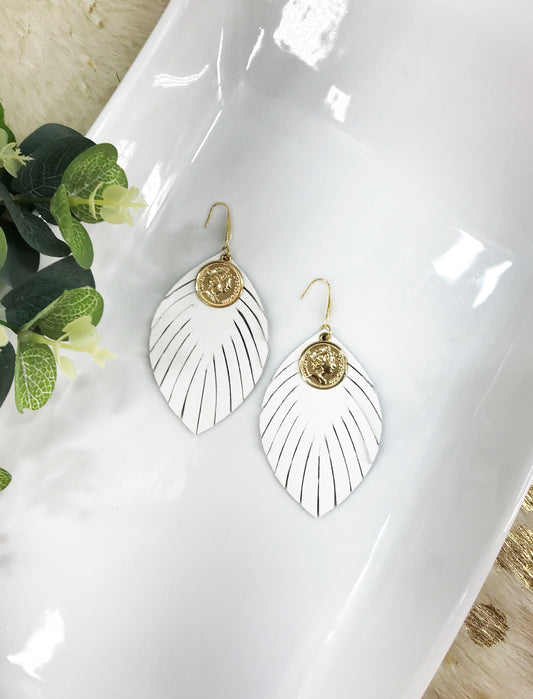 White Genuine Leather Earrings - E19-1771