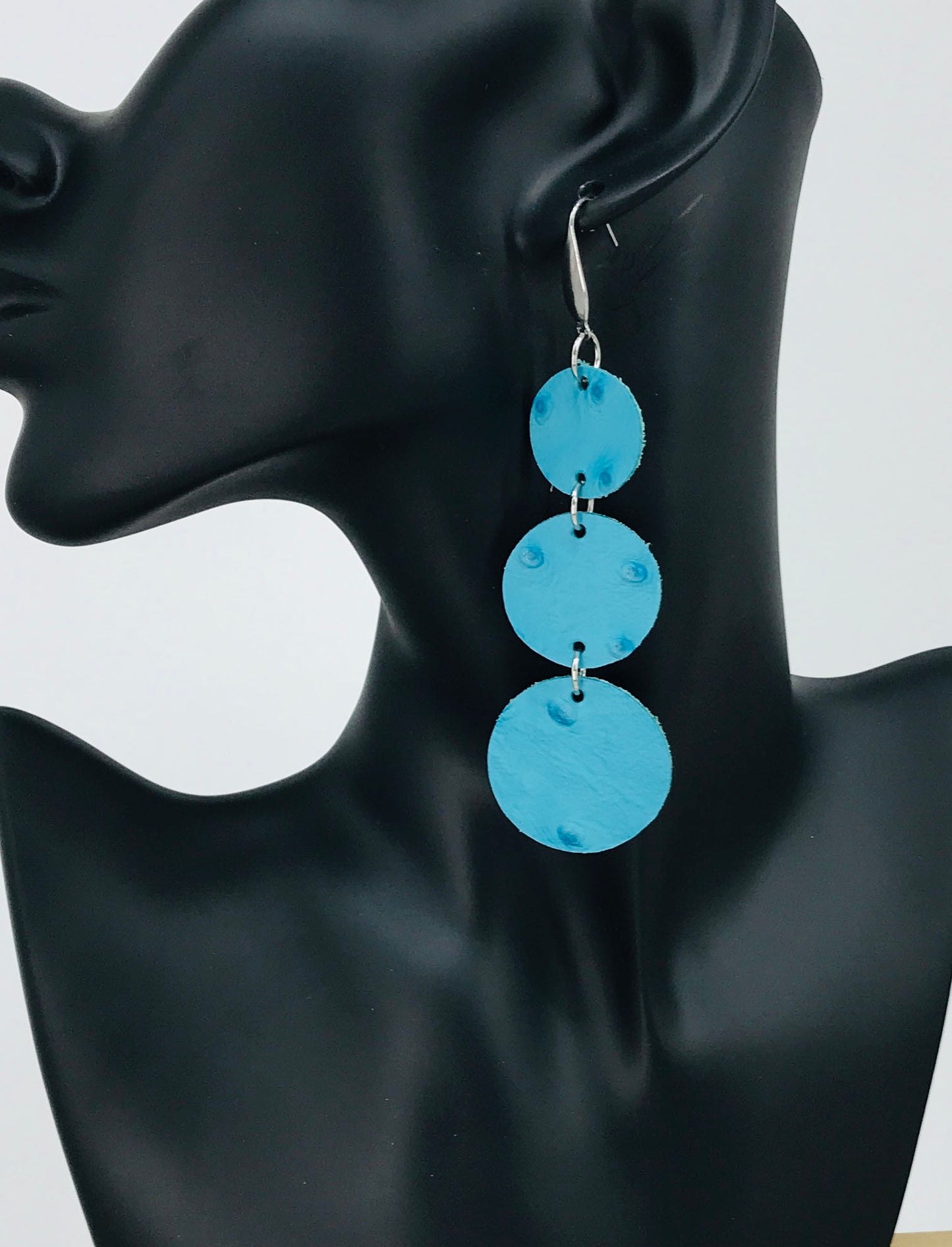 Turquoise Embossed Genuine Leather Earrings - E19-1787