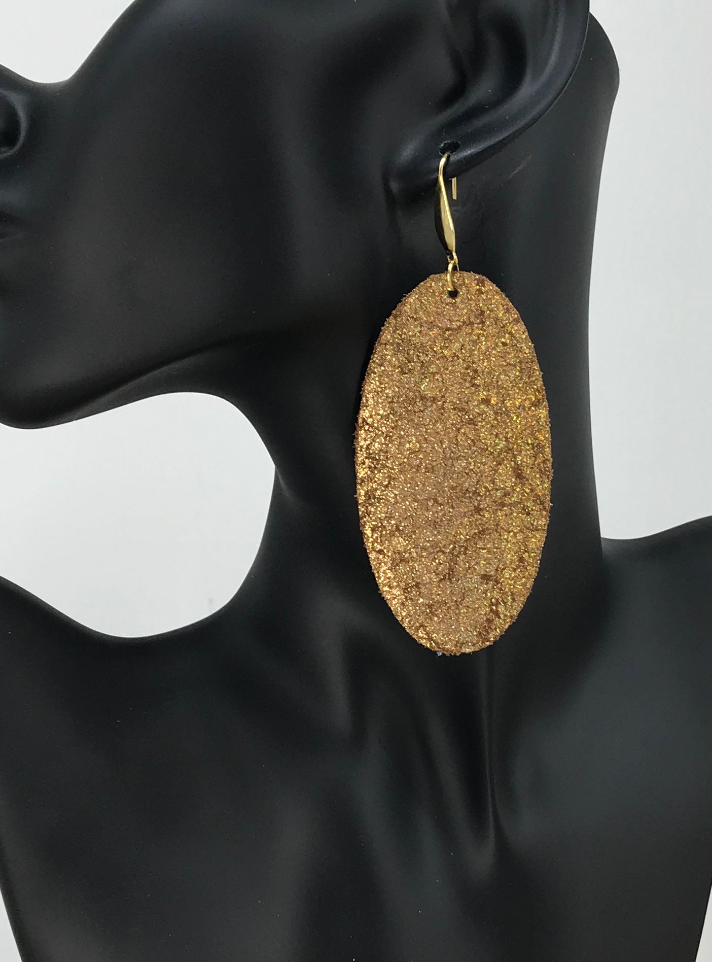 Vintage Crackle Gold Halo Leather Earrings - E19-1797