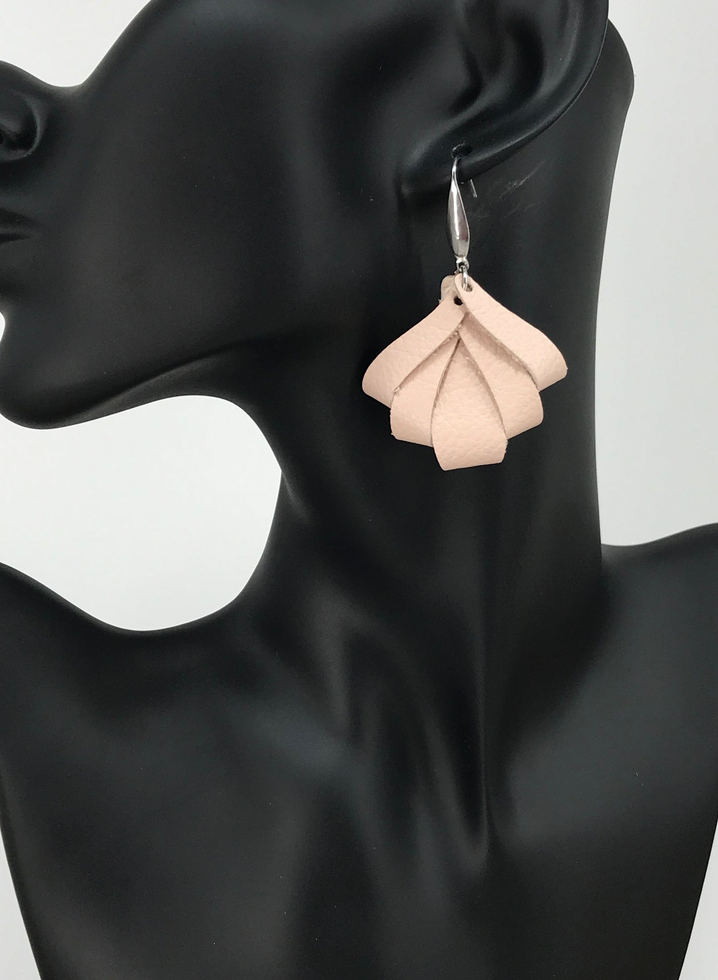 Flesh Pink Genuine Leather Earrings - E19-1822
