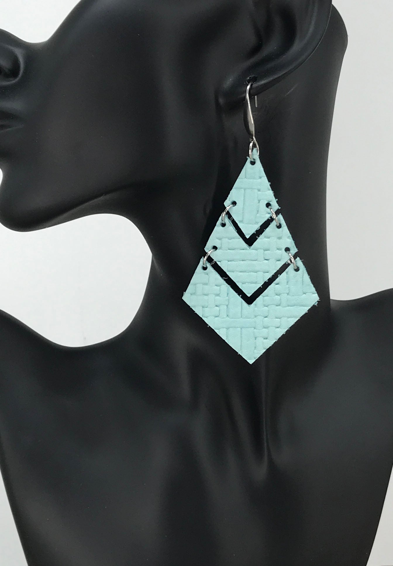 Basket Weave Embossed Leather Earrings - E19-1826