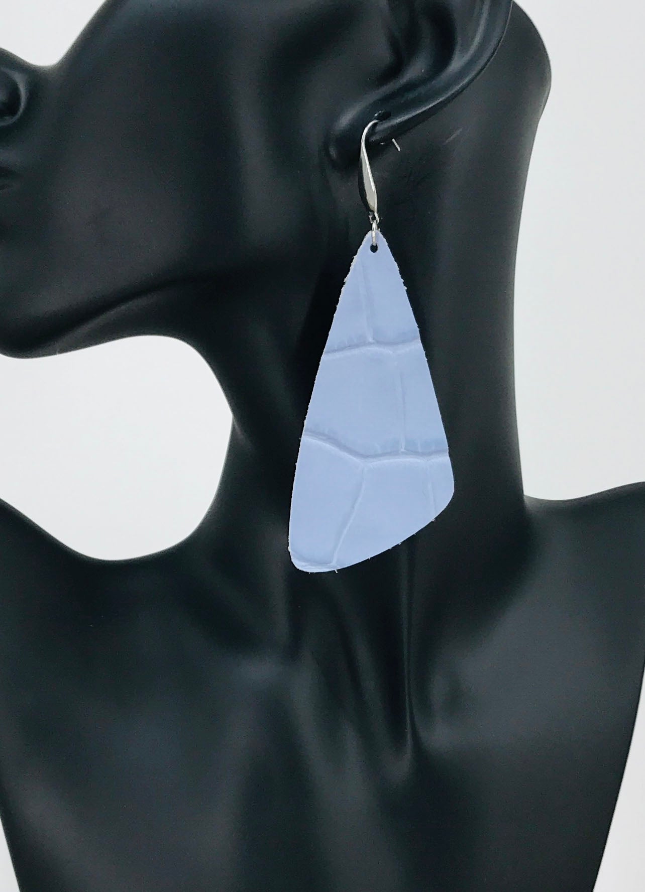Soft Blue Alligator Statement Earrings
