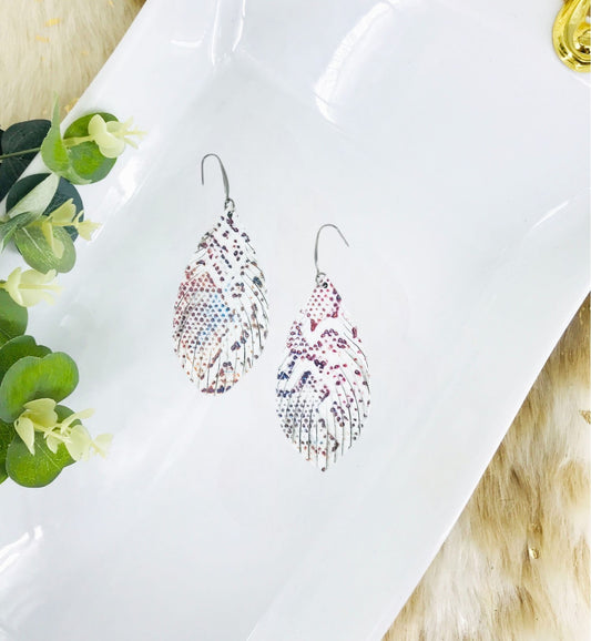 Multi-Color Snake Skin Leather Earrings - E19-1840