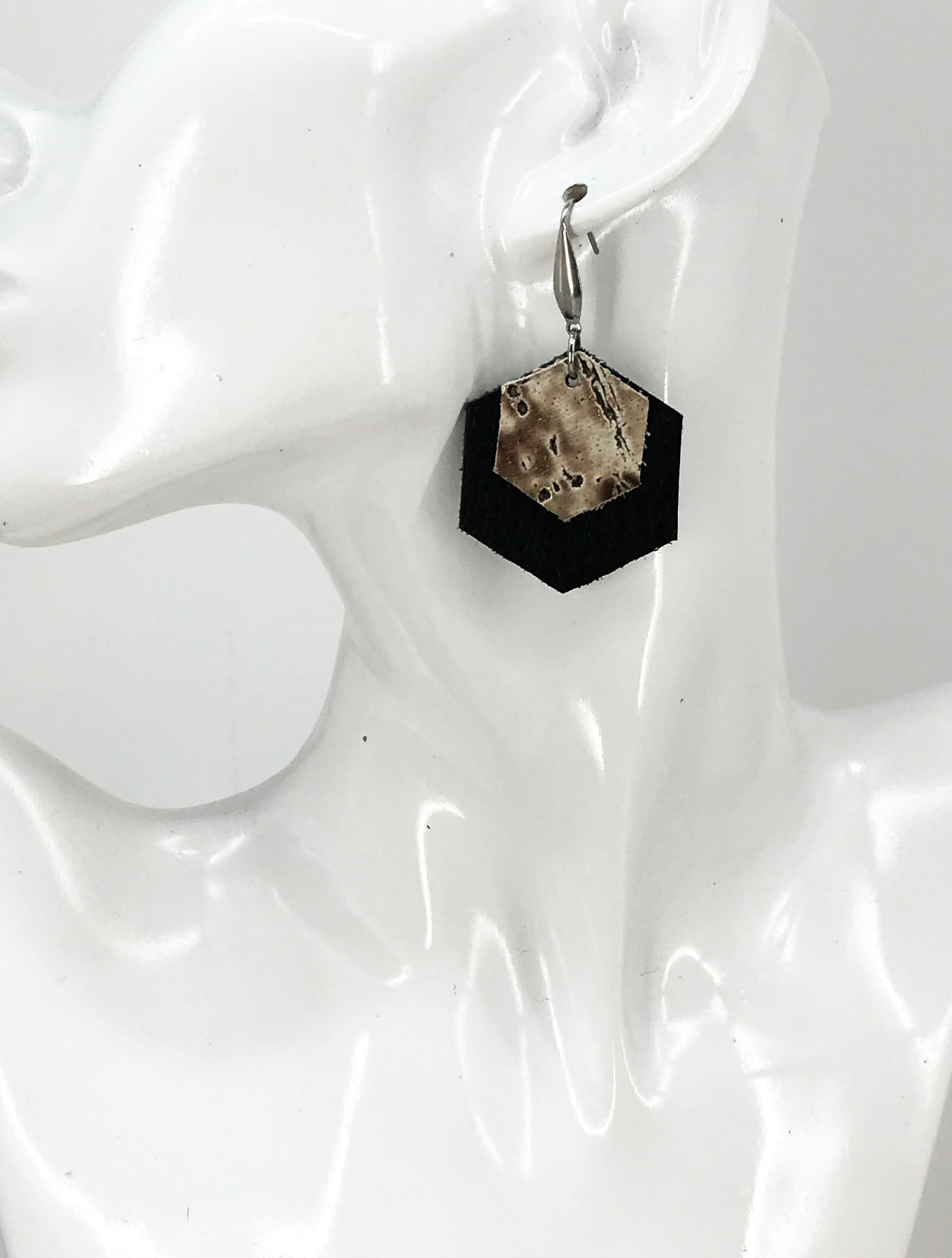 Charcoal Genuine Leather Earrings - E19-184