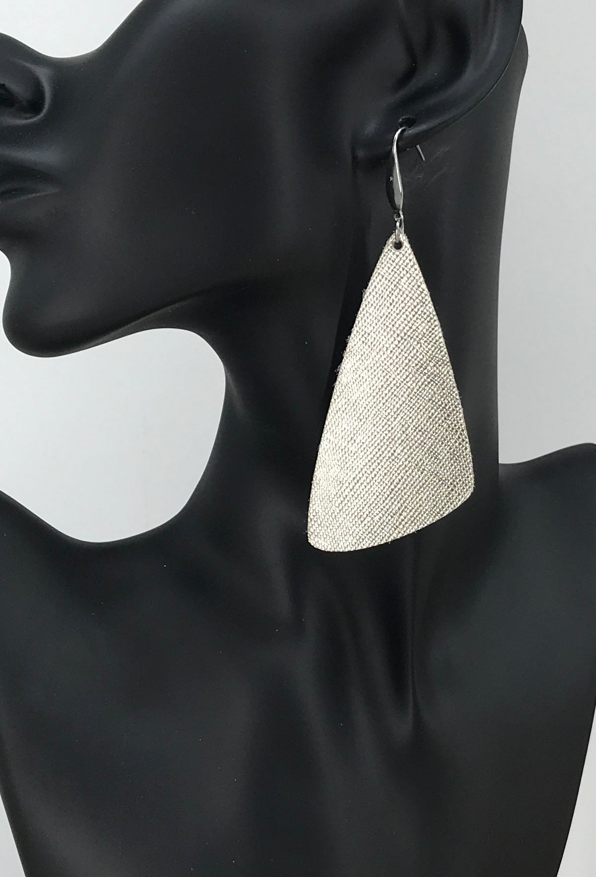 Platinum Embossed Weave Leather Earrings - E19-1859