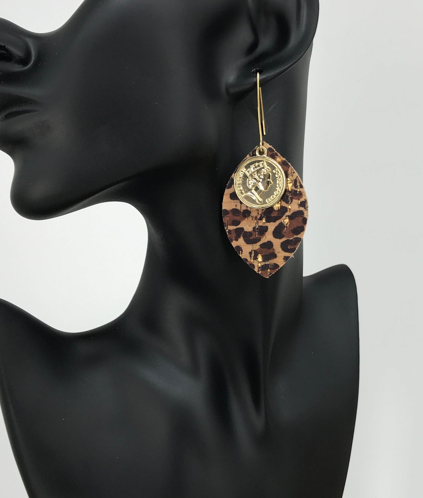 Baby Cheetah Cork Coin Dangle Earrings