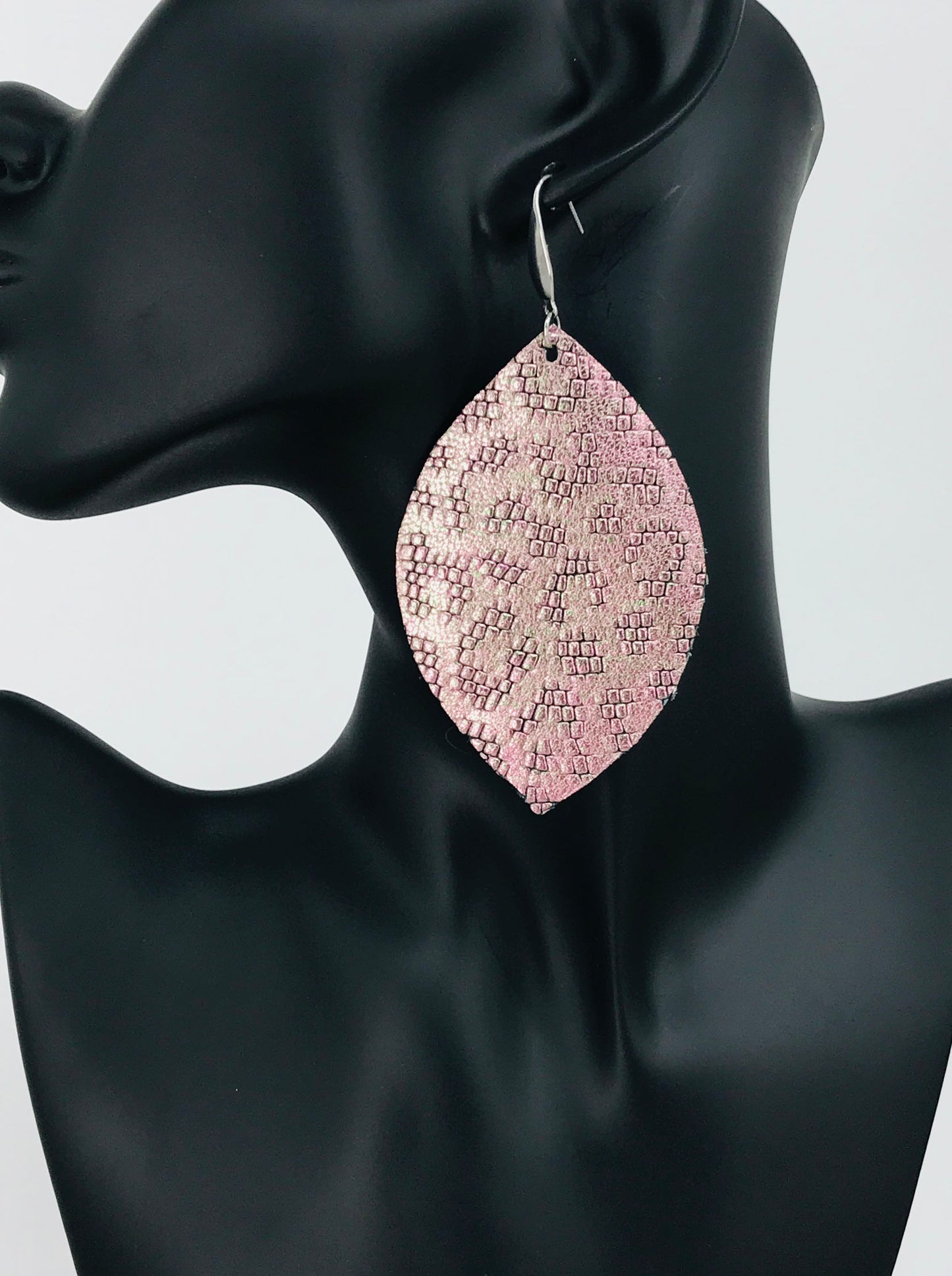 Pink Holographic Leopard Statement Earrings