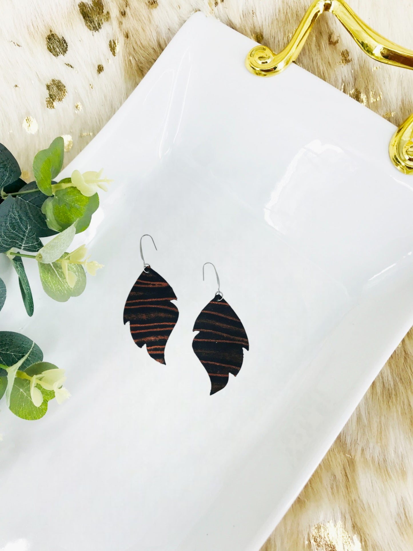 Embossed Leather Earrings - E19-1871