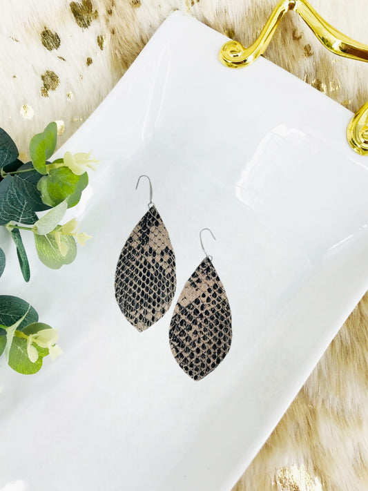 Fringe Snake Skin Leather Earrings - E19-1872