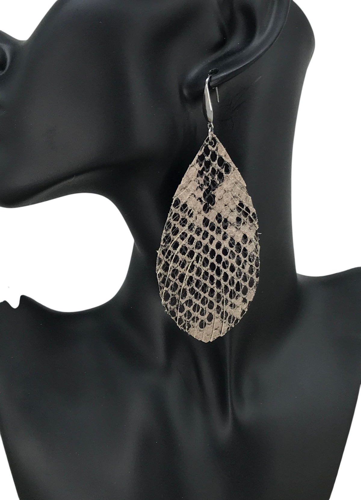 Fringe Snake Leather Earrings