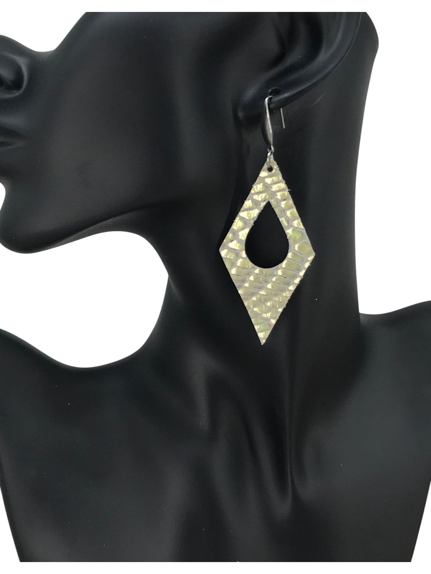 Sage Silver Snake Leather Earrings